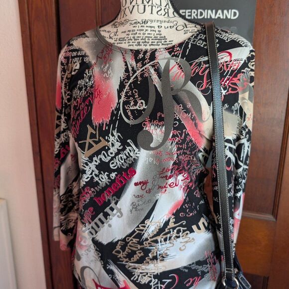 Cyber Y2k NYC Abstract Nygard Graphic Blouse - Picture 2 of 4